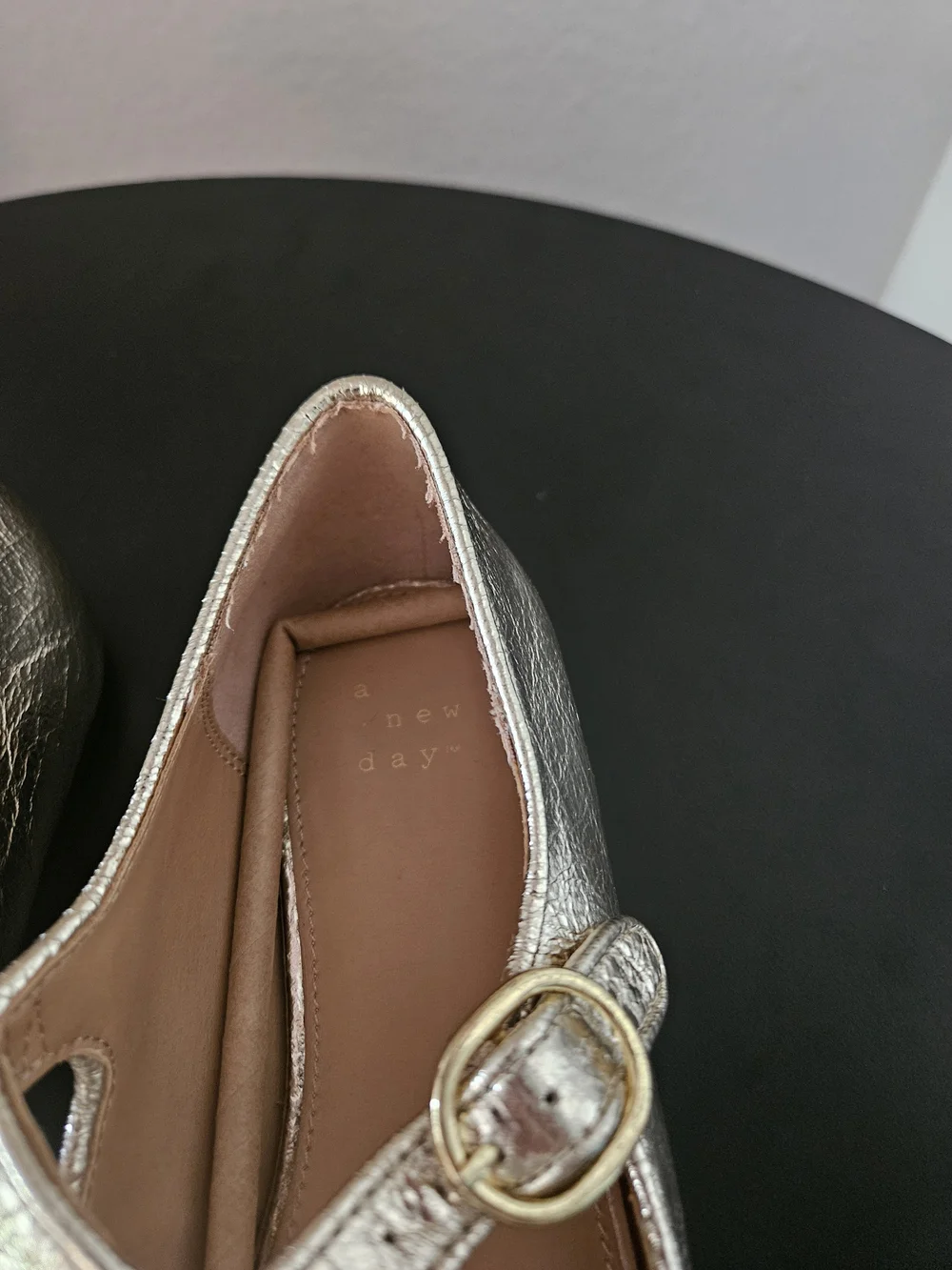 ✨ NWT A New Day Tasmin Metallic Gold Crisscross Mary Jane Flats ✨ Womans Size 7 - Picture 8 of 16
